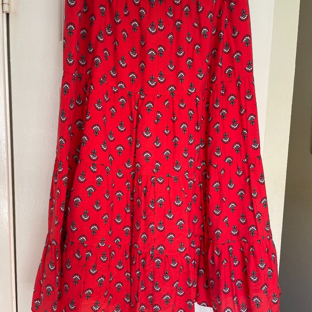 Red print maxi skirt
